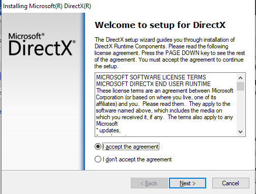 Re-install the DirectX to fix D3D12.DLL Error