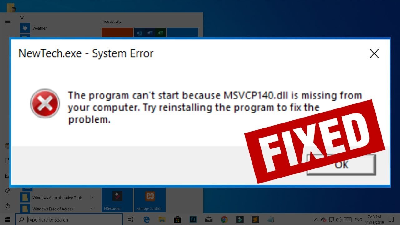 MSVCP140.dll error Fixed