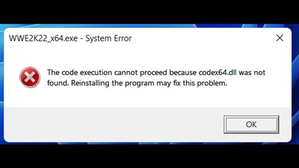 Common error message of Codex64.dll was not found.