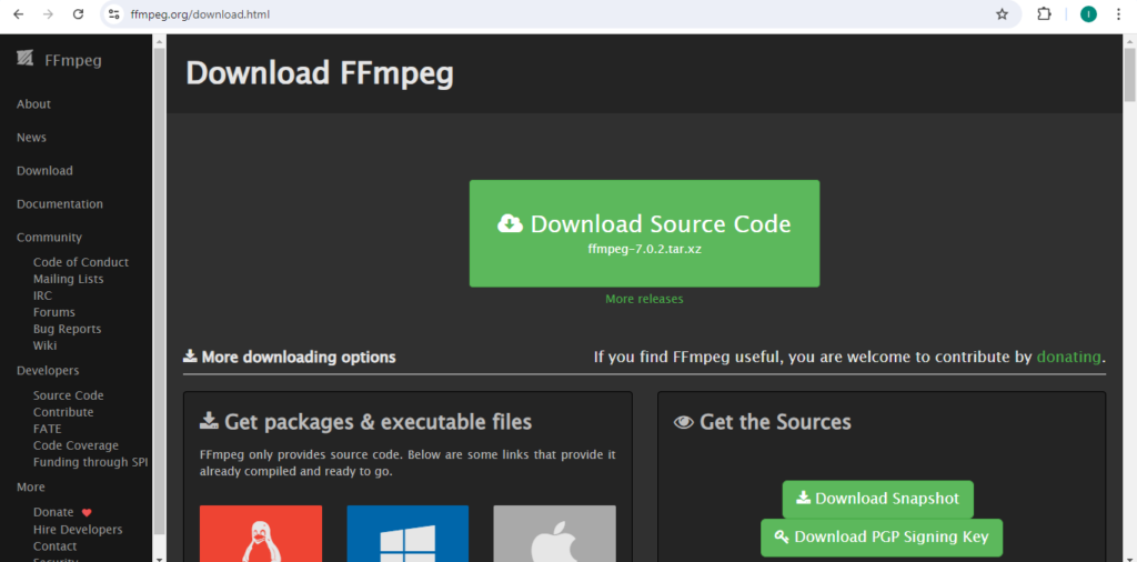 Download ffmpeg library to solve avformat.dll missing