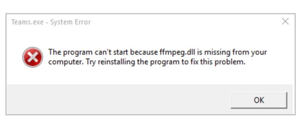 Common error messages of FFMPEG.DLL missing